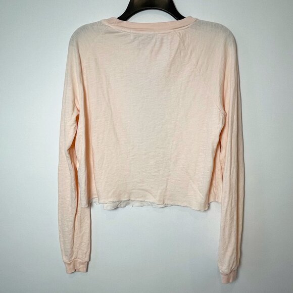 Wildfox Pineapple Graphic Long Sleeve Crop Top T-Shirt Orange S Womens Crew Neck - Picture 6 of 7